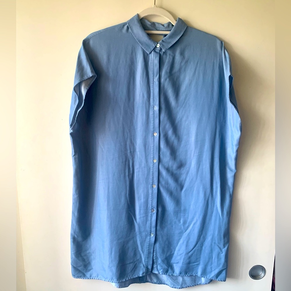 Zara Oversized Denim Blue Shirt Dress Size XS